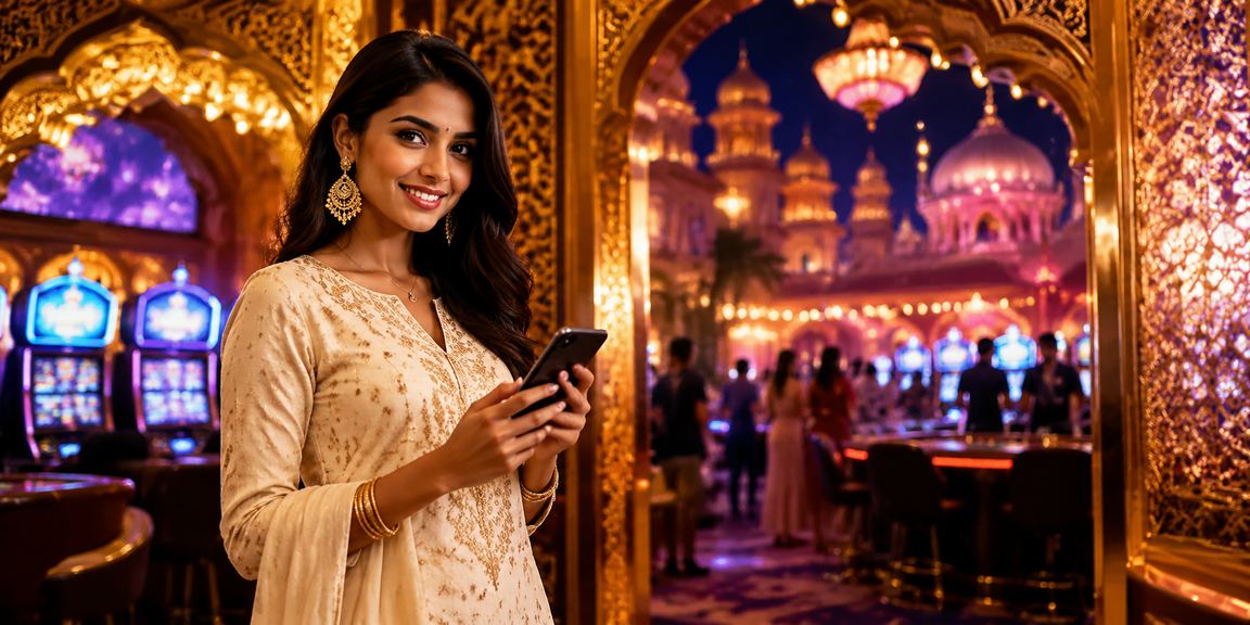 Indian woman enjoying VIP casino benefits at 1gaj